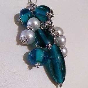 Clearance-Glass bead & glass pearl charm necklace
